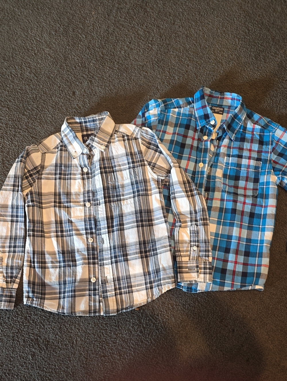 2 Place Boys Plaid Button-Down Shirts - Blue & Gray